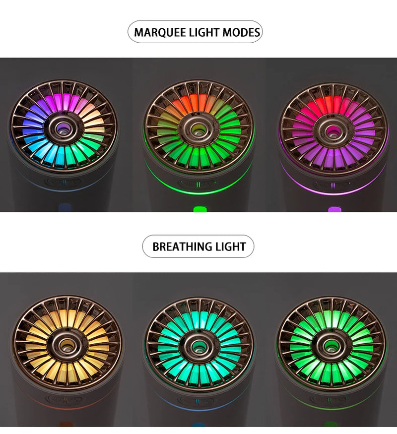 Portable car air humidifier with RGB lights