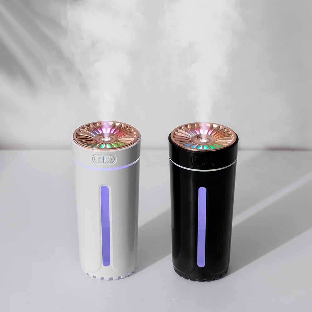 Portable car air humidifier with RGB lights